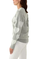 Women's Heart Printed Pearl Embellished Sweater