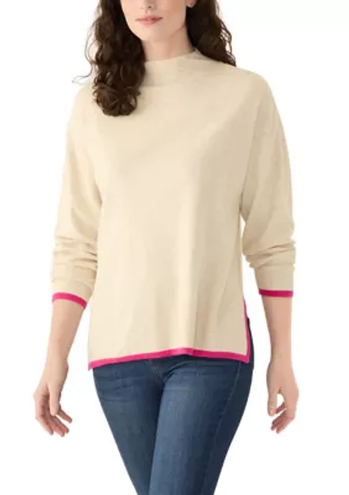 Women's Contrast Piping Tunic Sweater