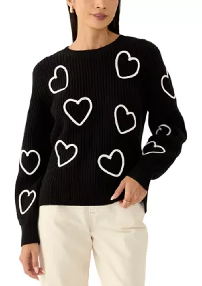 Petite Stitched Heart Sweater