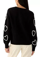 Petite Stitched Heart Sweater