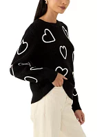 Petite Stitched Heart Sweater