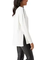 Women's Solid Sweater with Contrast Trim