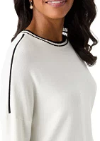 Women's Solid Sweater with Contrast Trim