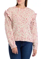 Women's Ruffle Shoulder Confetti Sweater