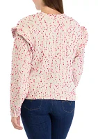 Women's Ruffle Shoulder Confetti Sweater