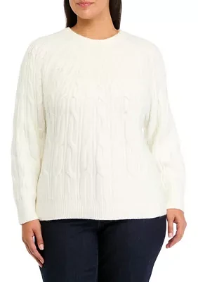 Plus Cascade Cable Knit Sweater