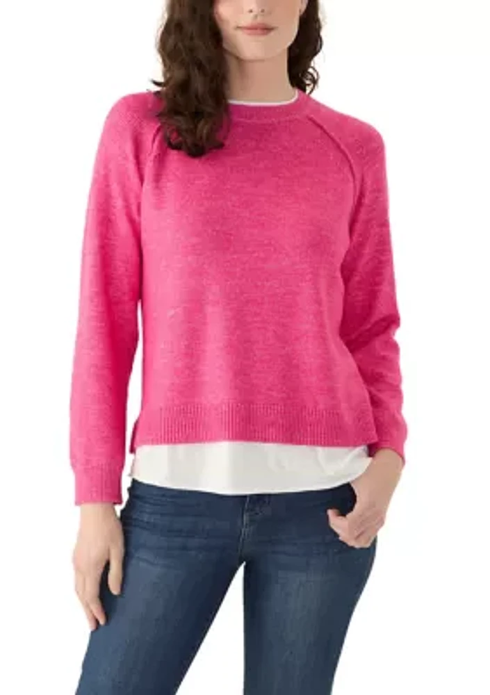 Women's Long Sleeve Pullover 2Fer Sweater