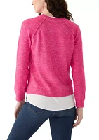 Women's Long Sleeve Pullover 2Fer Sweater