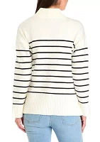 Women's Quarter Zip Striped Sweater