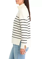 Women's Quarter Zip Striped Sweater