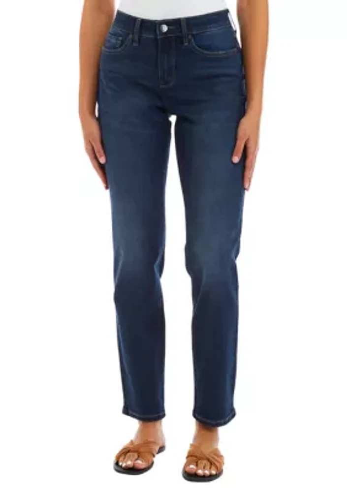 Mid Rise Straight Jeans