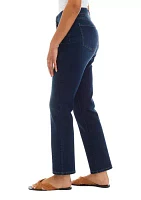 Mid Rise Straight Jeans