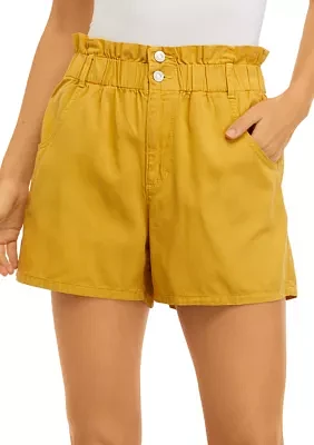 Women's 2 Button Paper Bag Waist Shorts