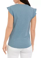 Women's Short Flutter Sleeve Top