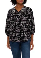 Women's Split Neck Peasant Top