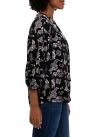 Women's Split Neck Peasant Top