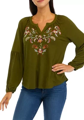 Women's Embroidered Peasant Top