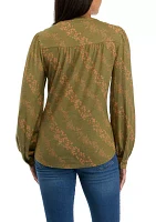 Women's Smocked Printed Top