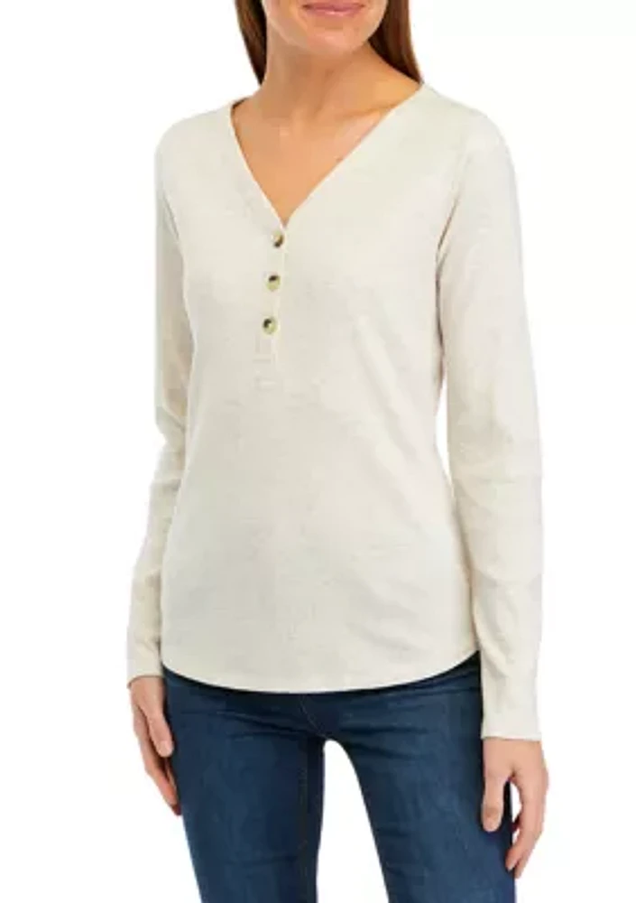 Women's Long Sleeve Henley Top