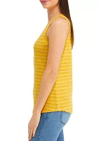 Women's Sleeveless Striped Henley Tank Top