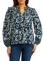 Women's Pintuck Printed Top