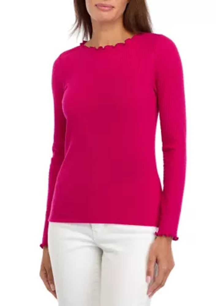 Women's Long Sleeve Lettuce Edge Top