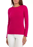 Women's Long Sleeve Lettuce Edge Top