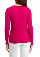 Women's Long Sleeve Lettuce Edge Top