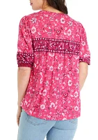 Women's Printed Femme Peasant Top