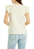 Women's Solid Flutter Sleeve Top