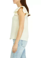 Women's Solid Flutter Sleeve Top