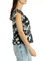 Women's Flutter Sleeve Printed Top