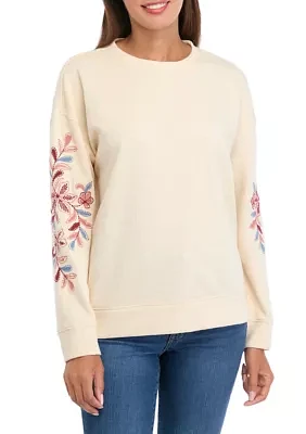 Women's Long Sleeve Embroidered Sweatshirt