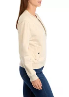 Women's Long Sleeve Knit Bomber Jacket