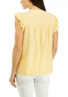 Women's Smocked Yoke Solid Top