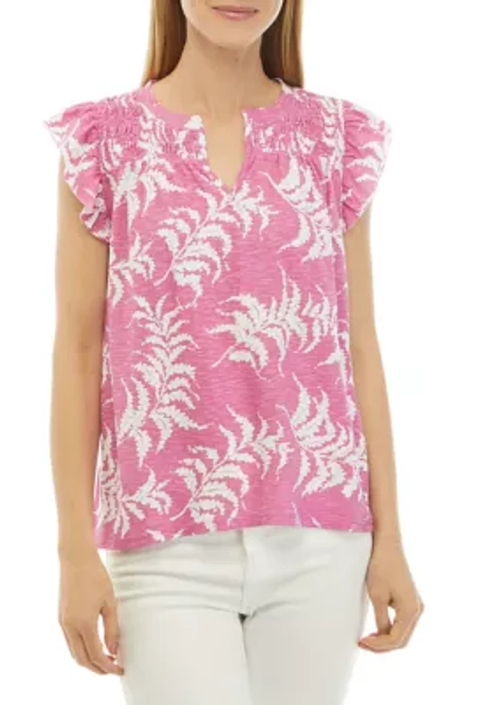 Women's Printed Smocked Top