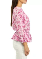 Women's Printed Smocked Peasant Top