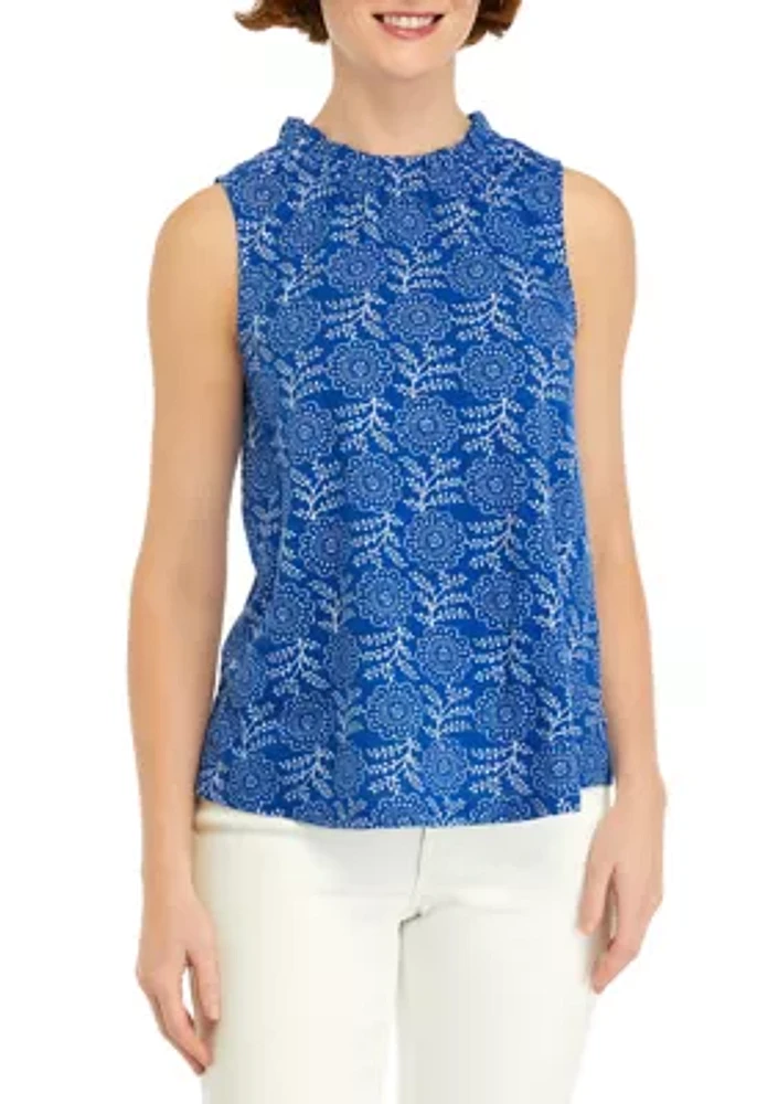 Women's Printed Ruffle Neck Blouse