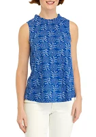 Women's Printed Ruffle Neck Blouse