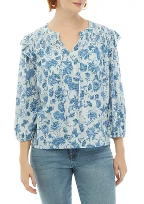 Women's Split Neck Printed Top