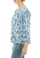 Women's Split Neck Printed Top