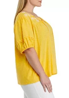 Plus Puff Sleeve Peasant Top