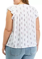 Women's Printed Smocked Top