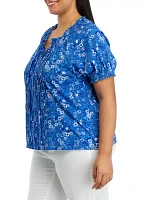 Plus Pintuck Peasant Top