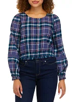 Long Sleeve Cropped Peasant Top