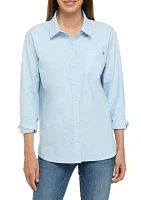 Women's Long Sleeve Oxford Boyfriend Shirt