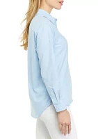 Women's Long Sleeve Oxford Boyfriend Shirt