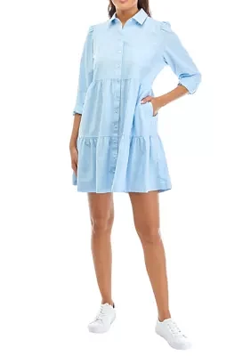 Women's Long Sleeve Button Up Dress