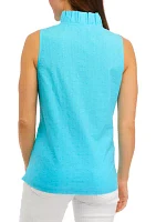 Women's Sleeveless Ruffled Crossover V-Neck Top