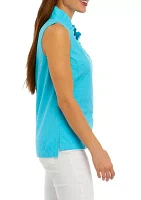 Women's Sleeveless Ruffled Crossover V-Neck Top